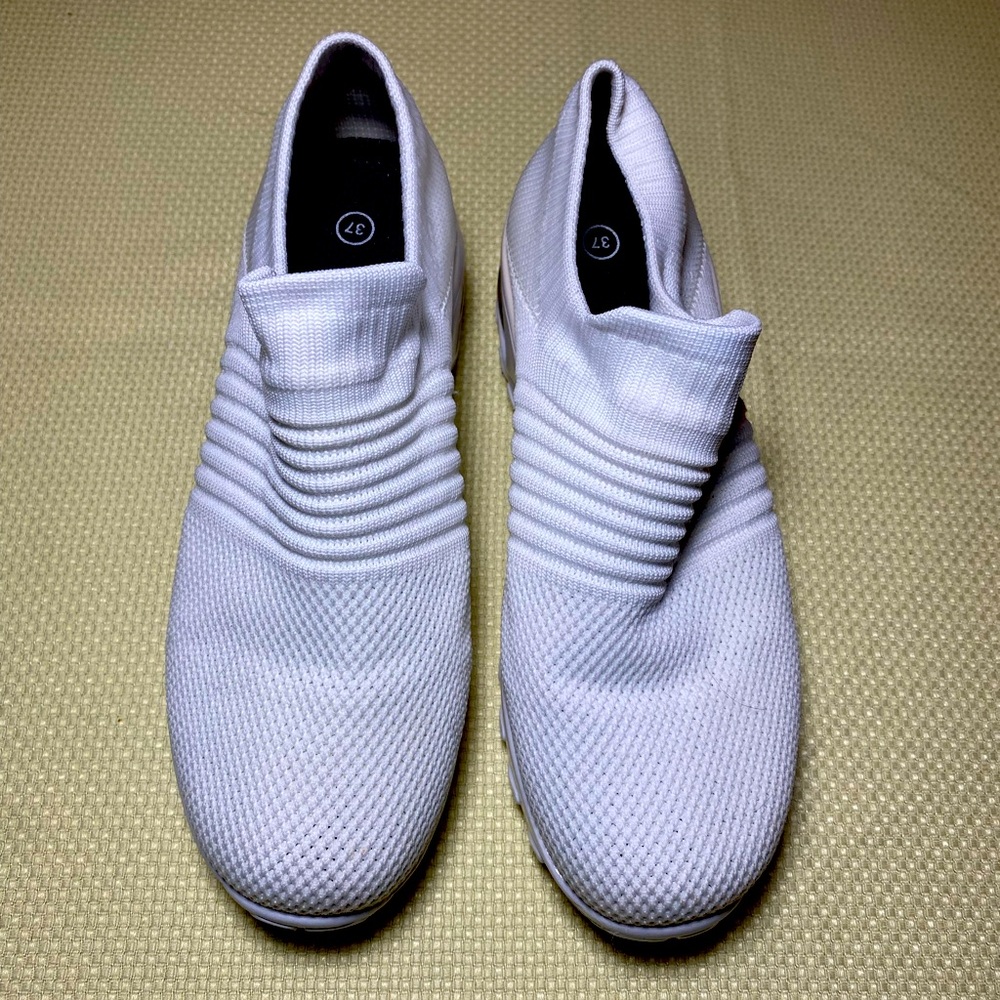 White slip on fashion sneakers ...